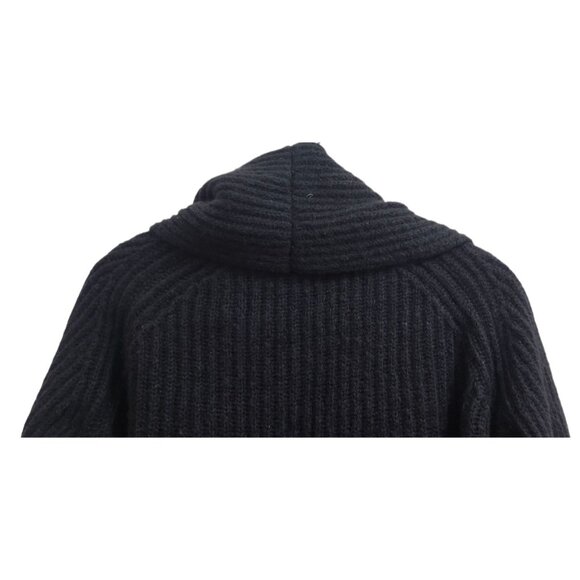Vince Oversize Shawl Collar Soft Plush WoolBlend Rib Knit Cardigan Black XS $465 - Picture 6 of 15